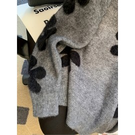 [Elegant Floral Sweater] Plus Size Women's Elegant Floral Sweater | Loose Fit Long Sleeve Pullover with Dark Floral Pattern, Soft Texture Top for Everyday & Formal Outfits - Stylish Knitwear, Seasonal Wardrobe, Breathable Material, Office Wear