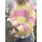 Plus Size - New Striped Color-Blocked Sweater for Autumn And Winter, a Loose-Fitting Plus-Size Rainbow Sweater for Women That Makes You Look Younger.