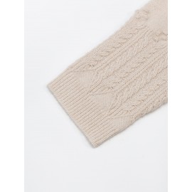 Plus Size, Women's Oversized Elegant Sweater - Winter Warm Round Neck Long Sleeve Cable- Texture Sweater for Fall & Winter, Cozy Casual to Formal Outfits, Plus Size Available (Hand Washable) - Versatile Everyday & Special Occasion Sweater