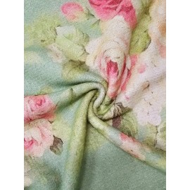 Plus Size, Autumn-Winter V-Neck Loose Fit Off-Shoulder Color Block Gradient Floral Print Button-Up Long Sleeve Women's Cardigan, Casual Elegant Commuter Sweater, Versatile Layering Outerwear