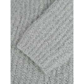 Plus Size - Plus Size Women'S Elegant Vintage Cardigan - Cozy V-Neck with Pockets, Light Gray, Long Sleeve, Fall/Winter Warmth, Casual Chic Style, Autumn Winter Apparel | Vintage Style Cardigan | Construction, Cardigan Sweater