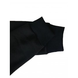 [Oxford University Alphabet Print] Oxford University Alphabet Print Sweatshirt - Casual Crew Neck, Thickened Lined Long Sleeve, 100% Polyester Knit Fabric, 250gsm - Black