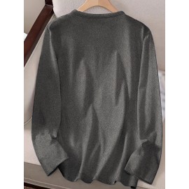 Women's Casual Long Sleeve Crew Neck Graphic T-Shirt - Sun Moon Stars Print with 