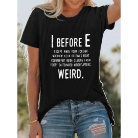 Women's Casual Short Sleeve T-Shirt with Bold 