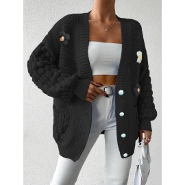 [Fresh Cardigan] Plus Size Women's Loose Cardigan | Sweet and Fresh Style, Floral Decoration, Versatile Fashion Piece for Spring, Autumn, and Winter